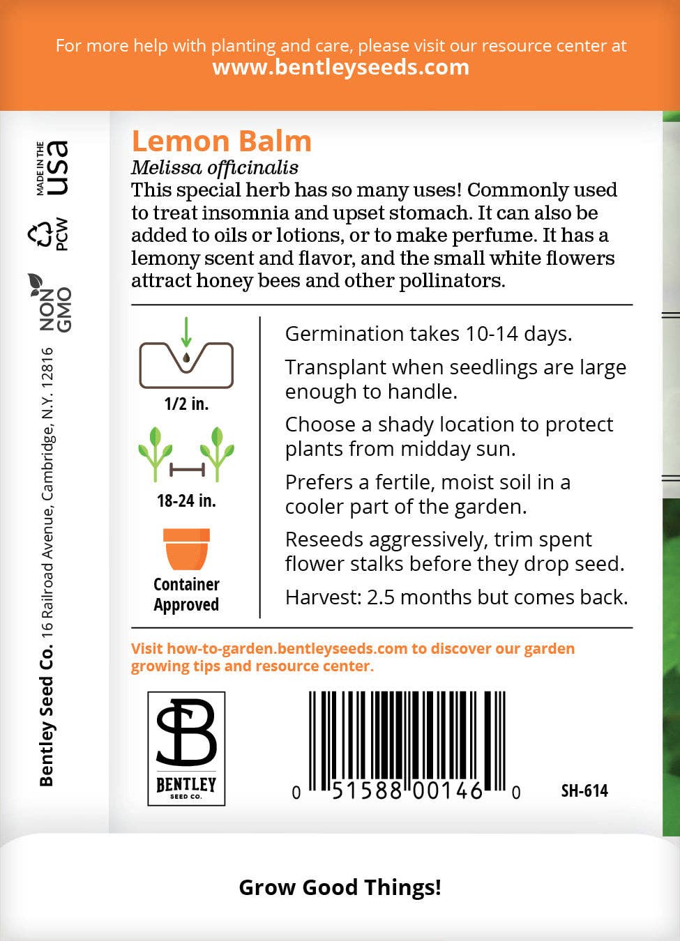 Lemon Balm Seed Packets