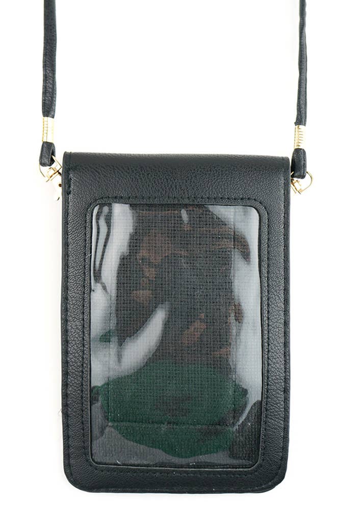 Solid Cellphone Crossbody With Clear Window