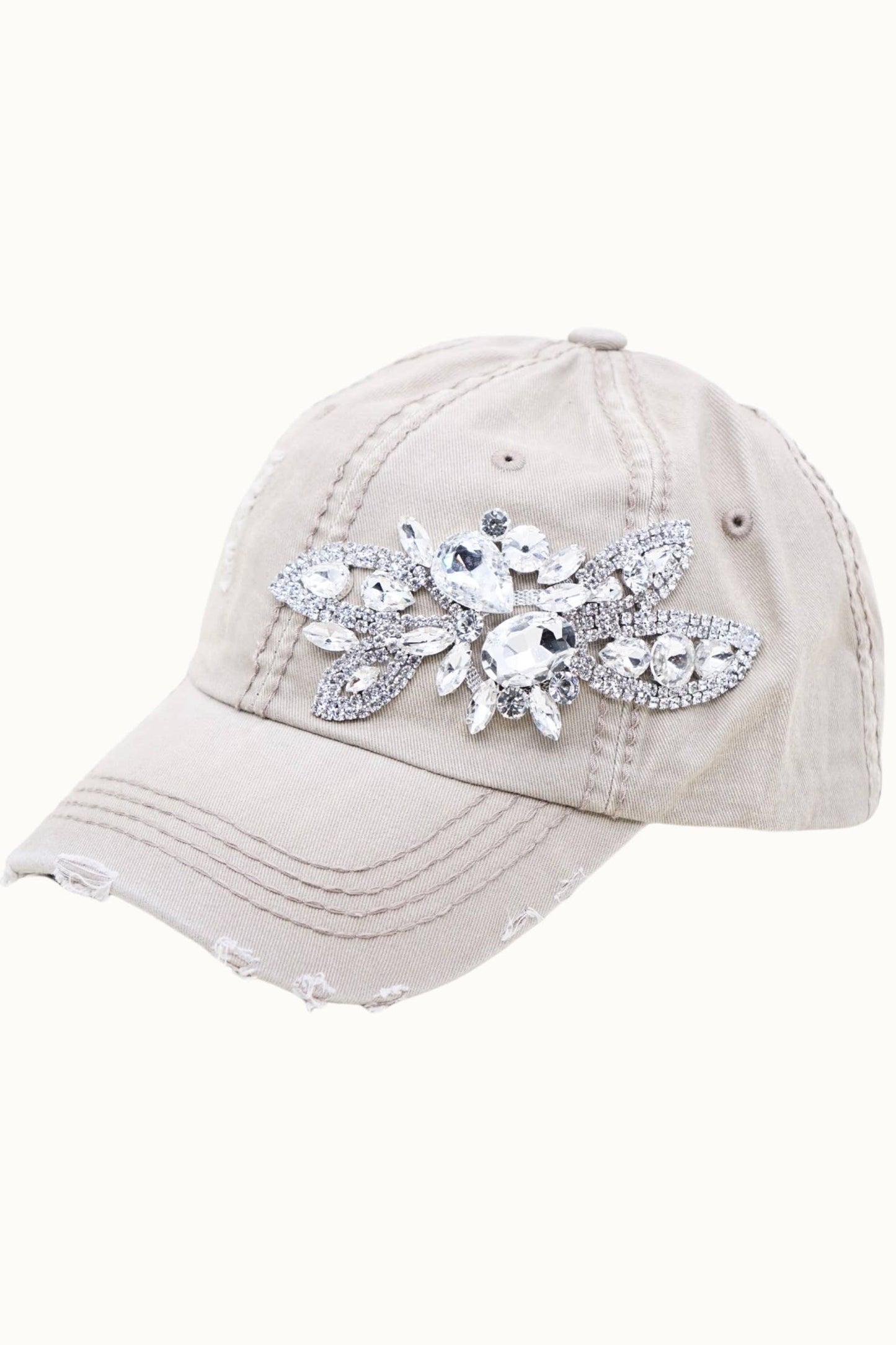 Floral Bejeweled Bling Glitz Cap, Adjustable