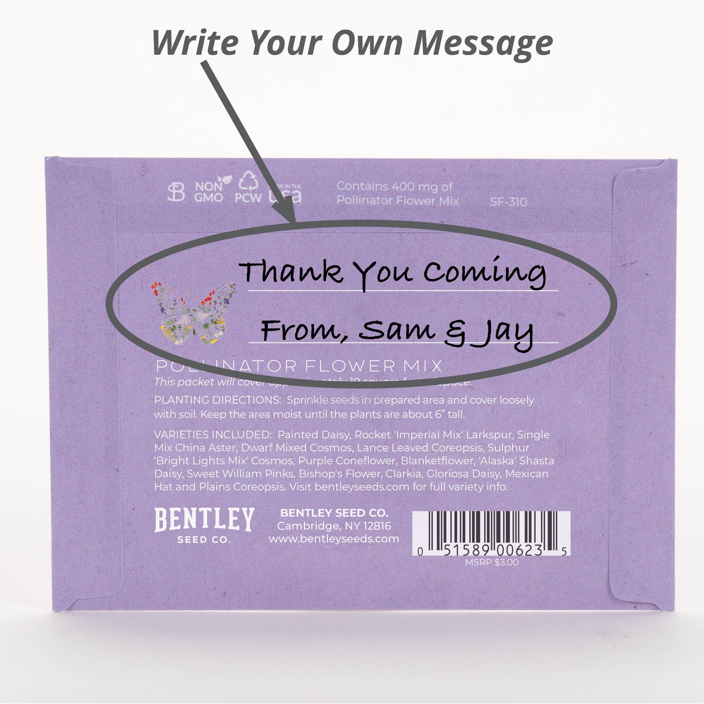 Thank You Butterfly Pollinator - Pollinator Flower Mix Seed Packets