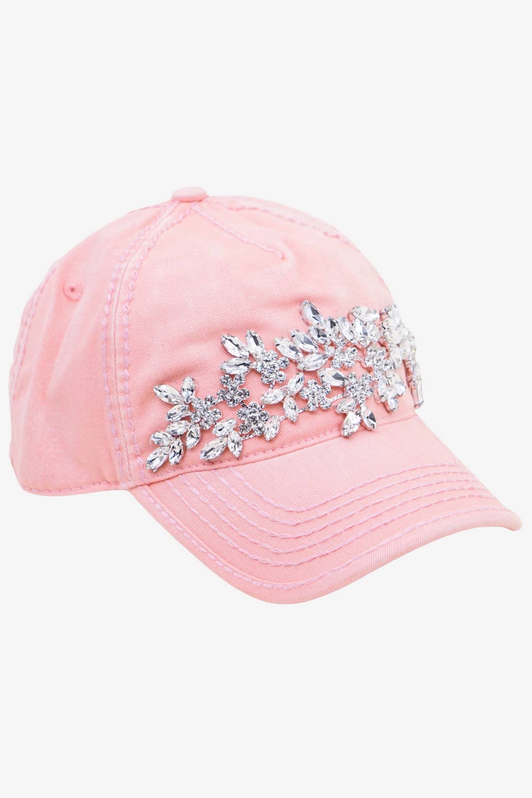 Floral Vine Bejeweled Glitz Ponytail Cap, Adjustable