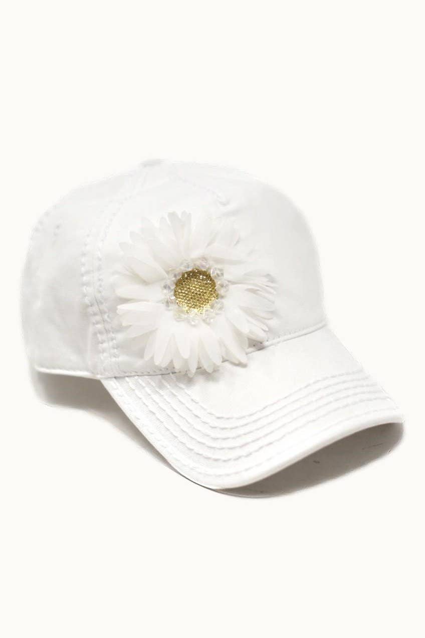 Floral Bejeweled Bling Glitz Cap, Adjustable