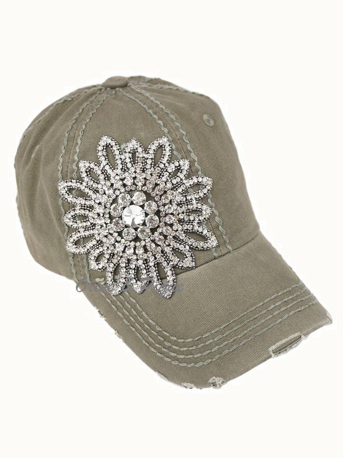 Sunflower Bejeweled Glitz Cap, Adjustable