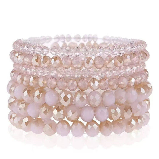 Cute Light Pink Stackable Bracelets for Women ( Set of 7)