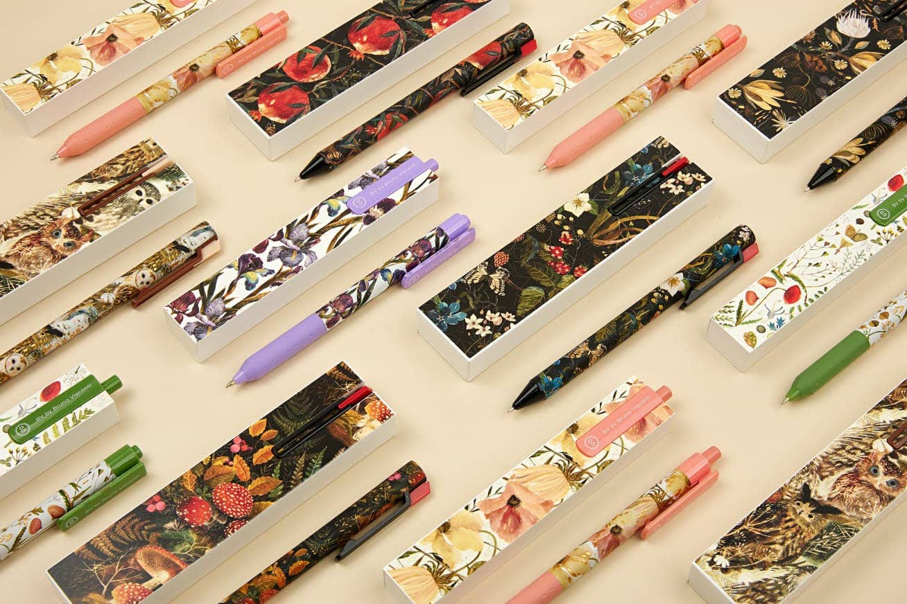 DreamBox Ballpoint Click Pen in a Gift Box -Greens & Flowers