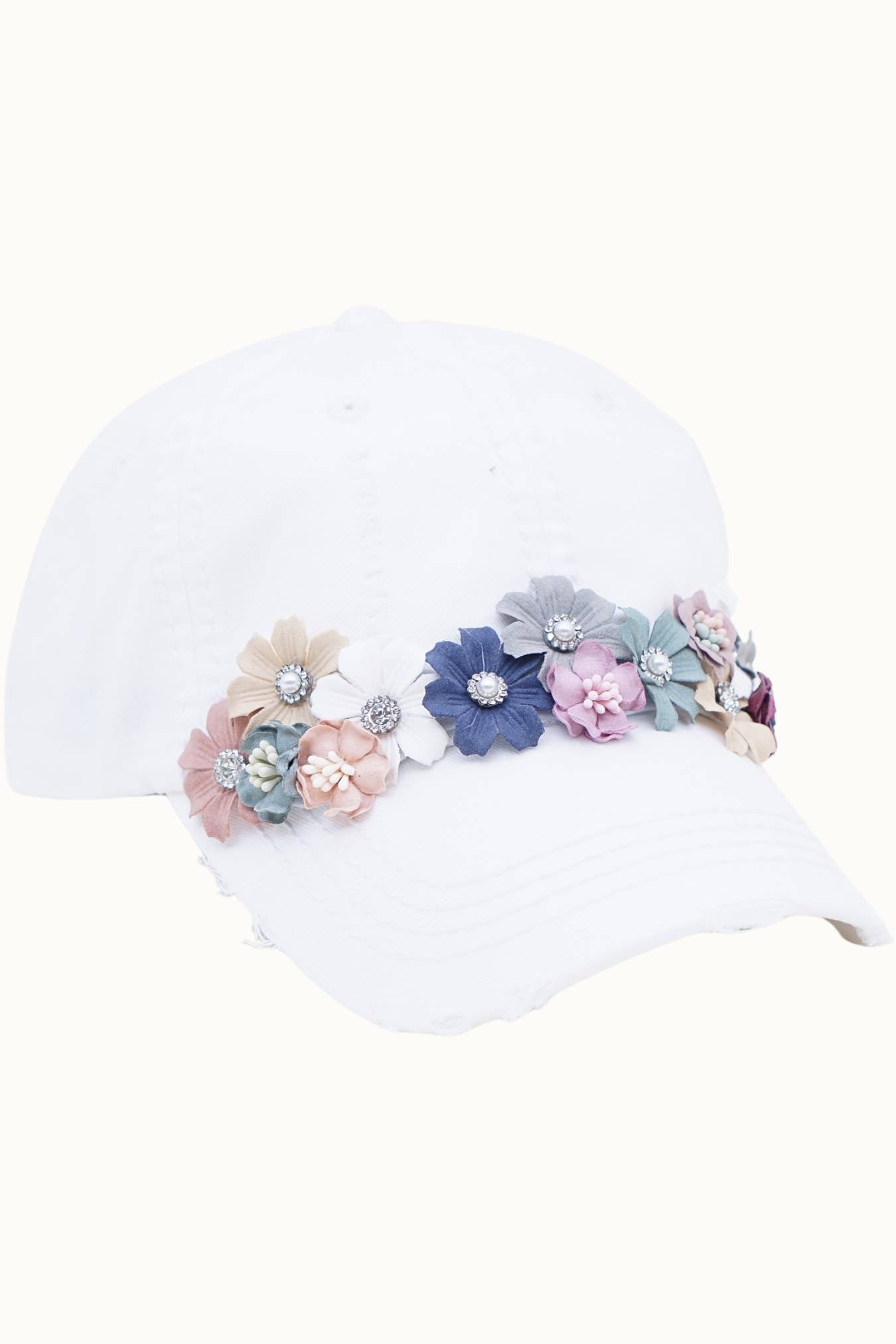 Floral Bouquet Bejeweled Bling Glitz Cap, Adjustable