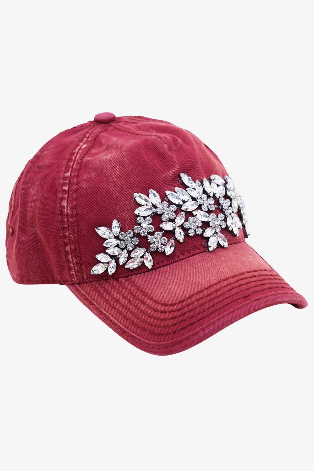 Floral Vine Bejeweled Glitz Ponytail Cap, Adjustable