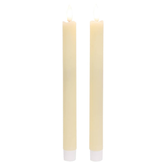 2/Set - Ivory Wax Timer Tapers - 10"H