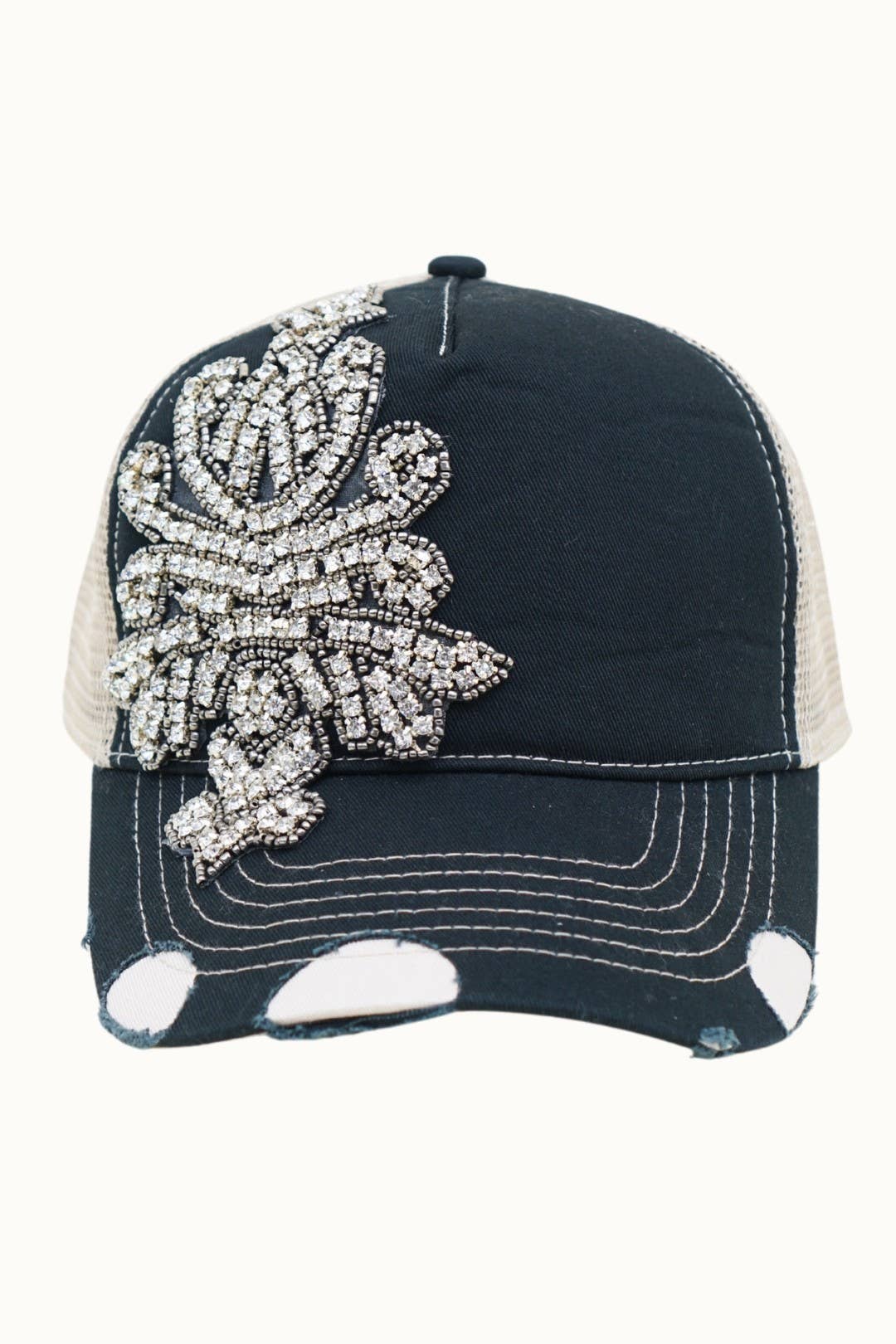 Chandelier Bejeweled Bling Glitz Two-Toned Trucker Cap, Adjustable