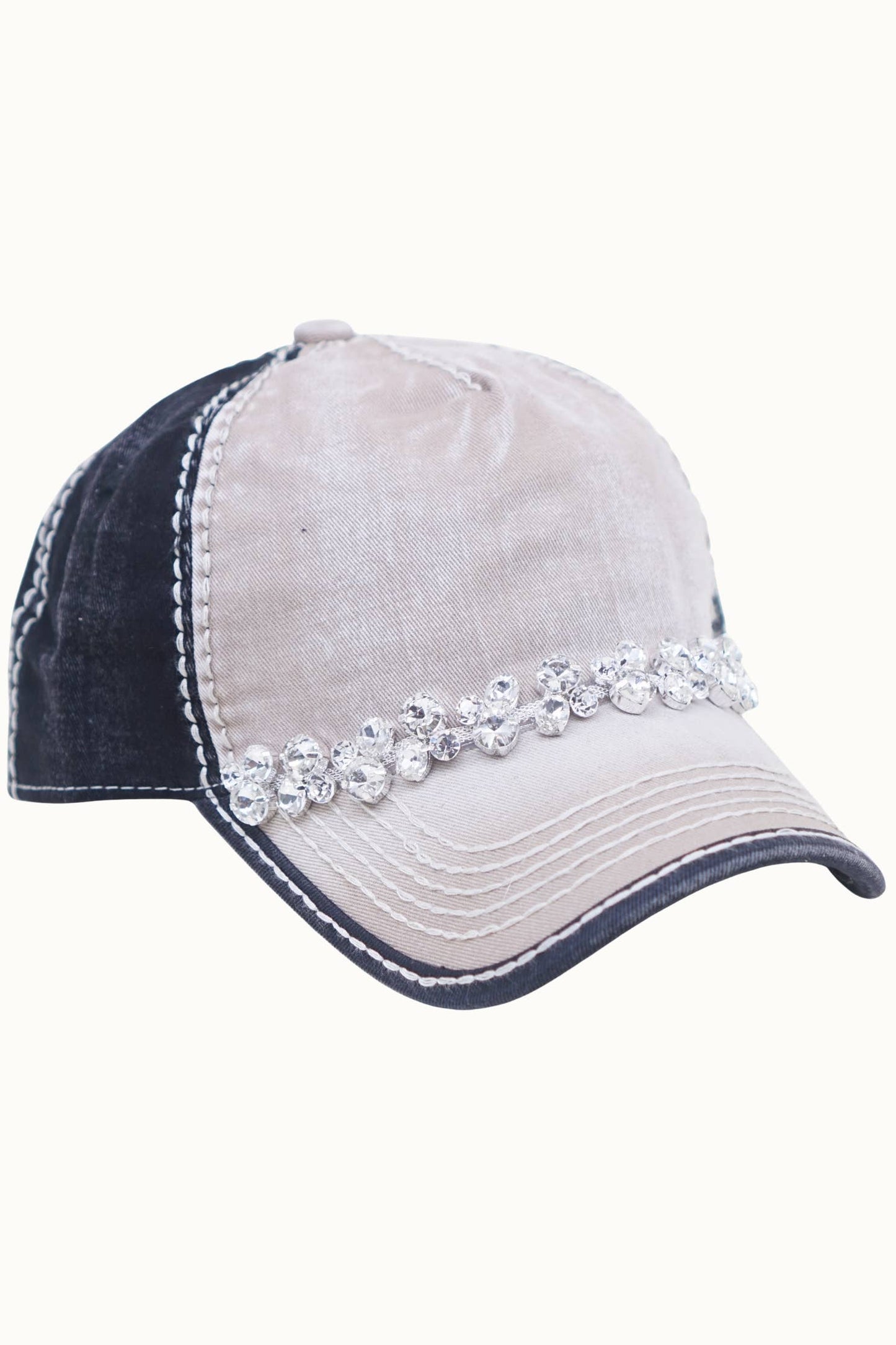 Bejeweled Bling Glitz Two-Toned Cap, Adjustable