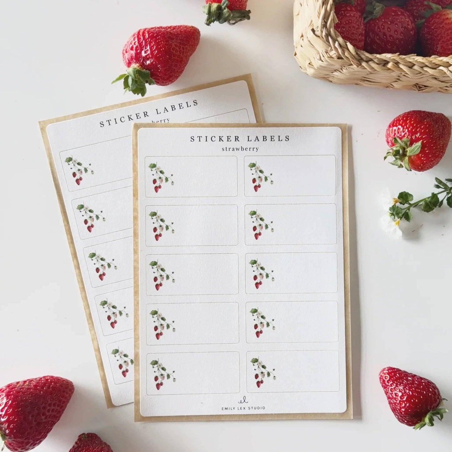Strawberry gift tag label sticker sheets