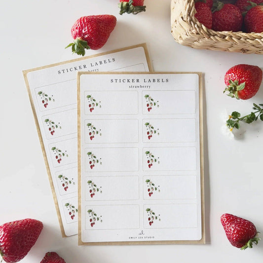 Strawberry gift tag label sticker sheets