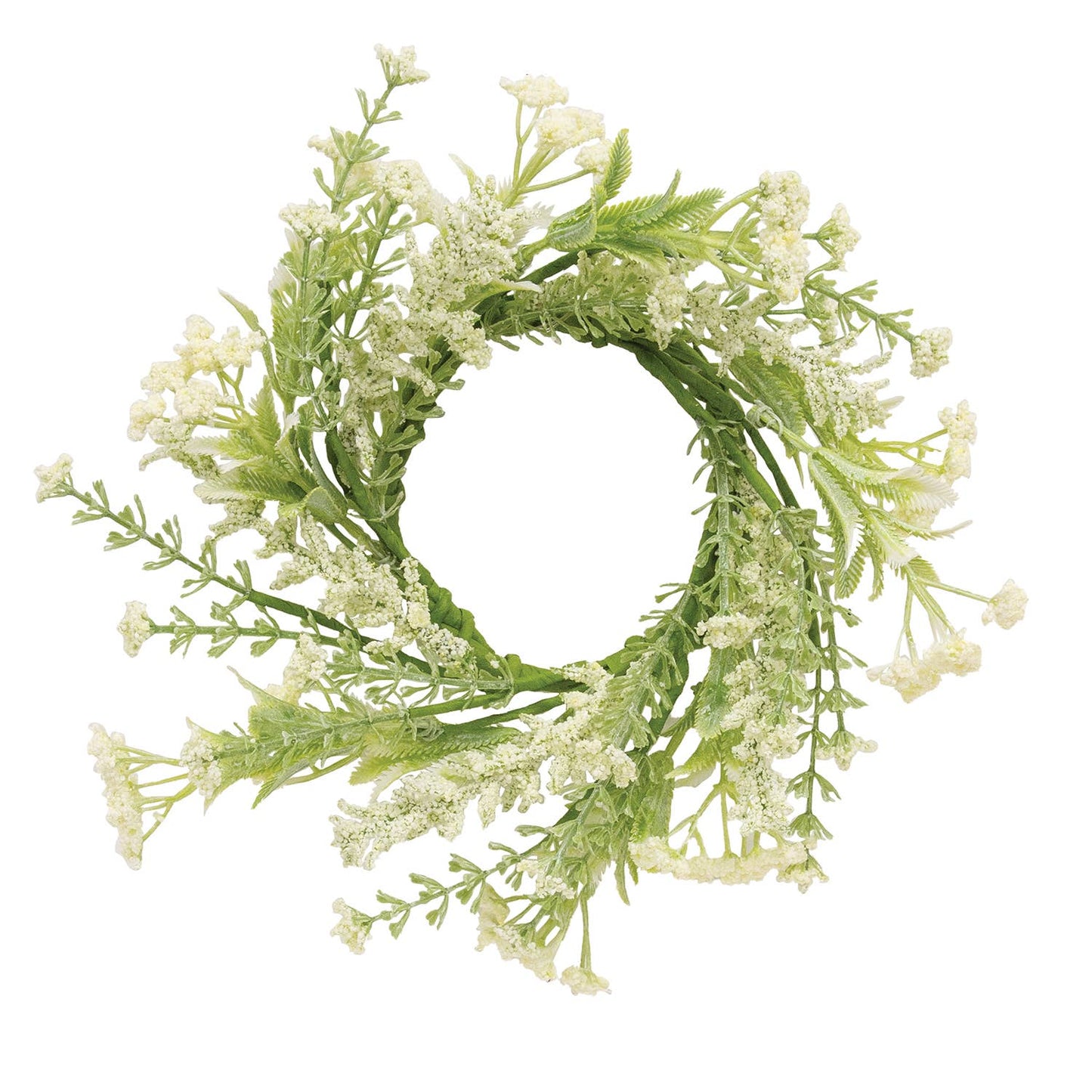 Delicate Cream Astilbe & Lace Candle Ring - 3.5"