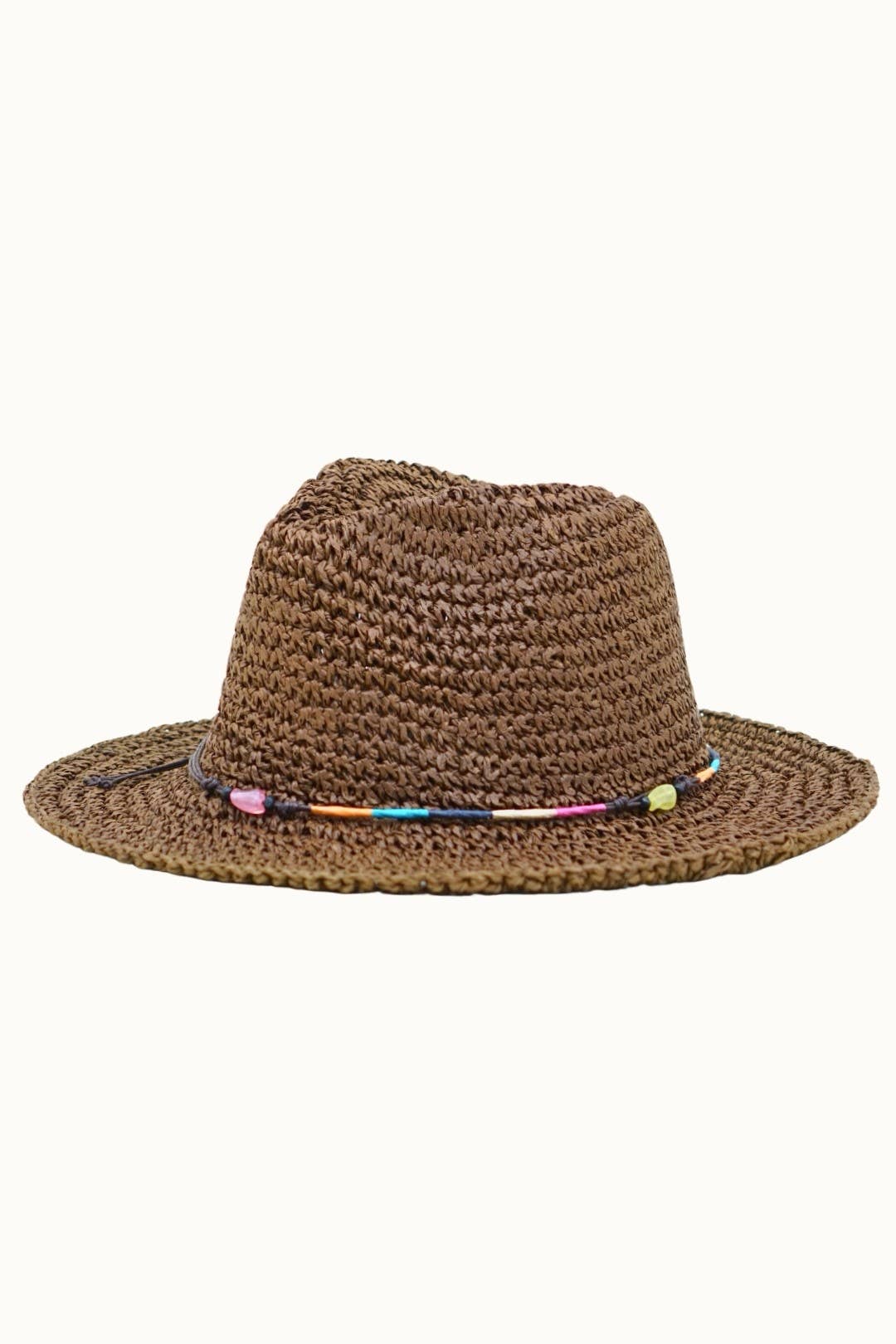 Paper Straw Crochet Packable Fedora, Adjustable