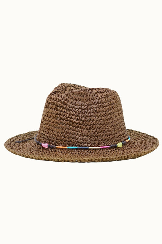 Paper Straw Crochet Packable Fedora, Adjustable