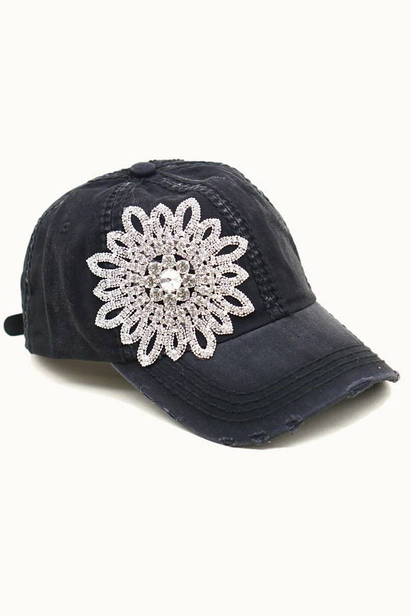 Sunflower Bejeweled Glitz Cap, Adjustable