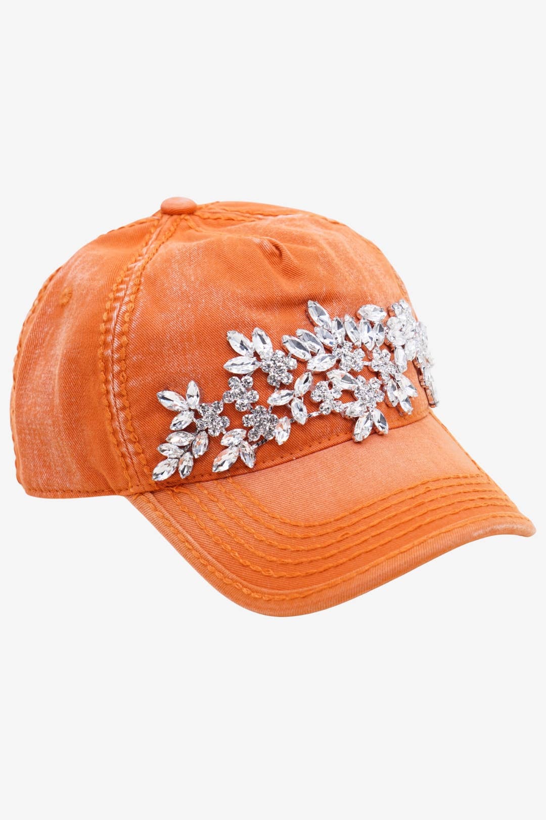 Floral Vine Bejeweled Glitz Ponytail Cap, Adjustable