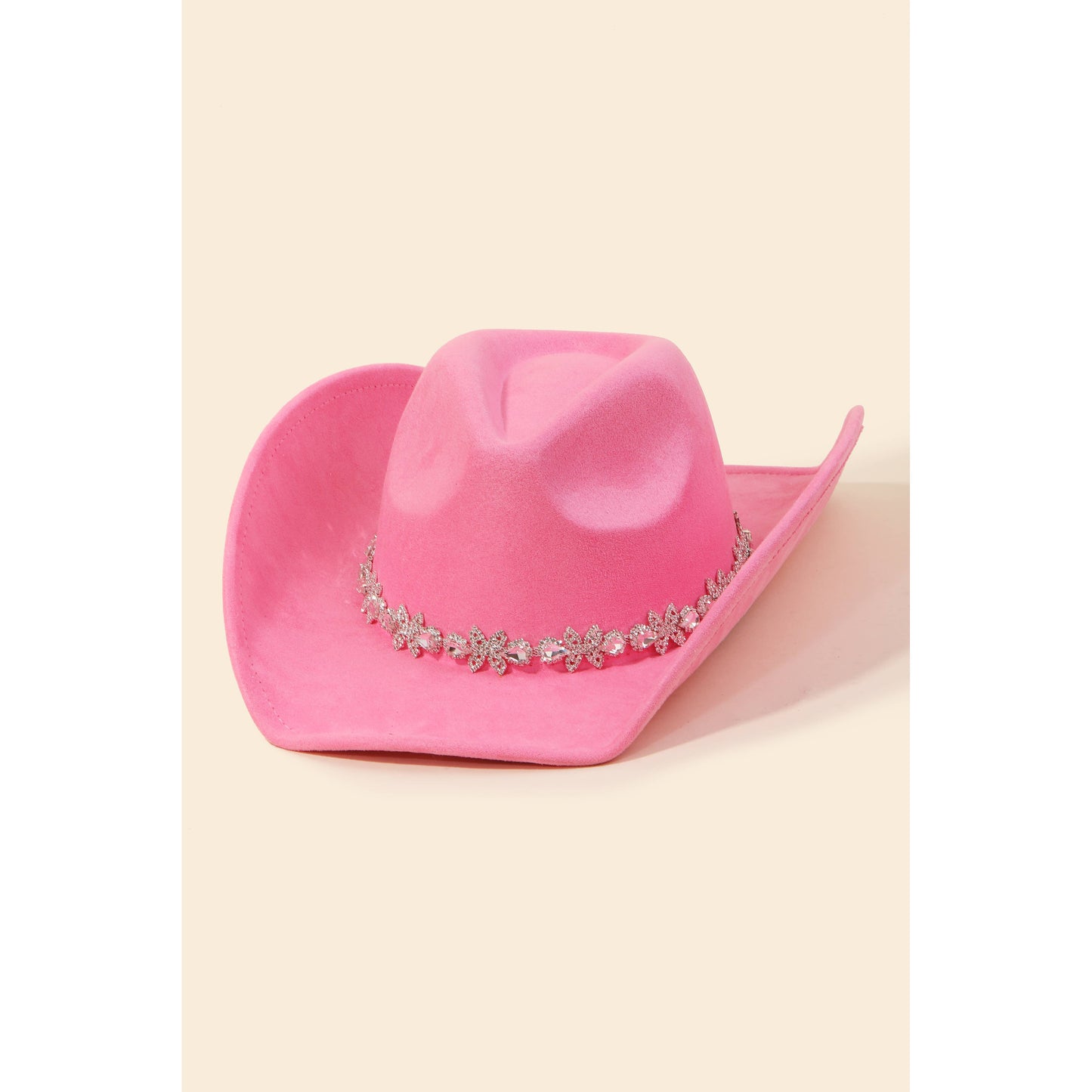 Floral Rhinestone Strap Cowboy Hat