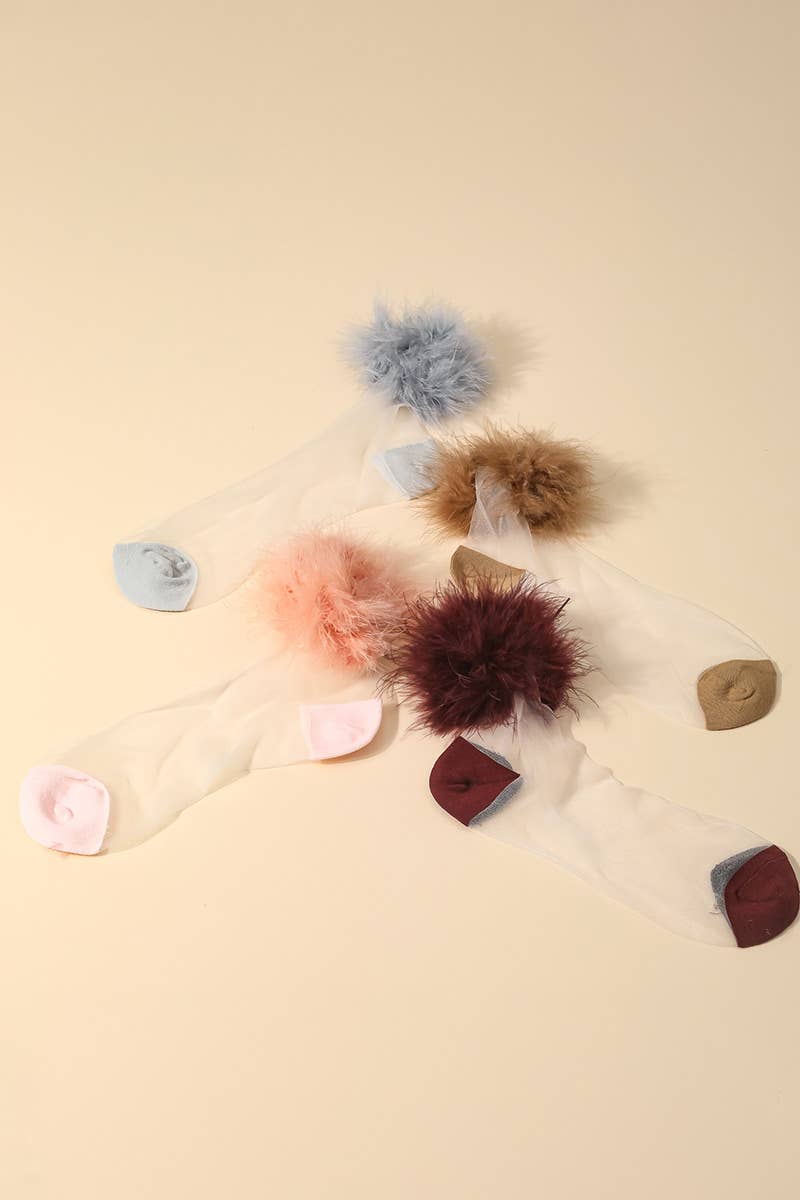 Sheer Pom Fashion Socks