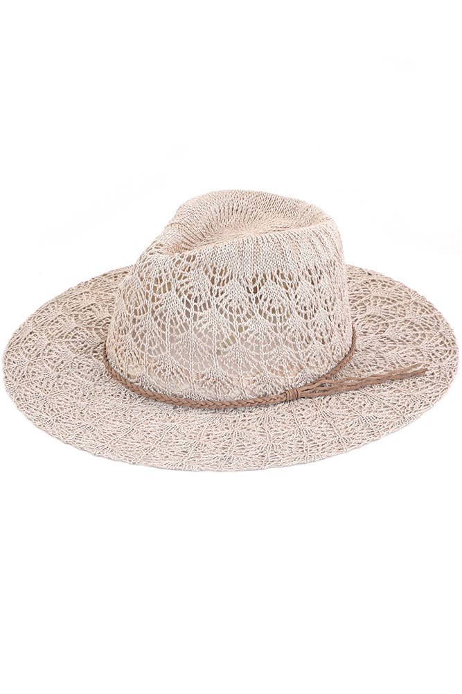 C.C Horseshoe Lace Knitting Panama Hat