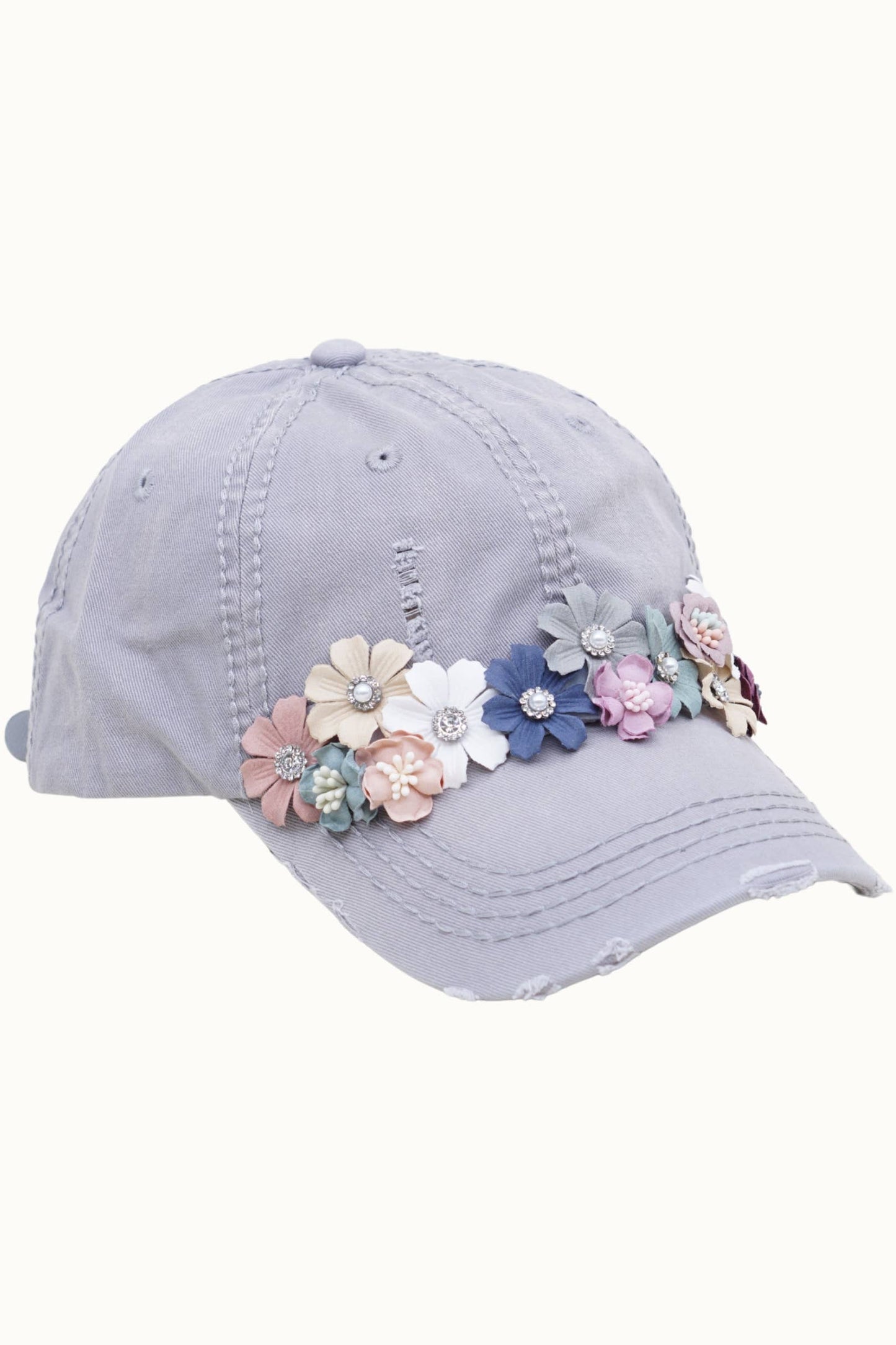 Floral Bouquet Bejeweled Bling Glitz Cap, Adjustable