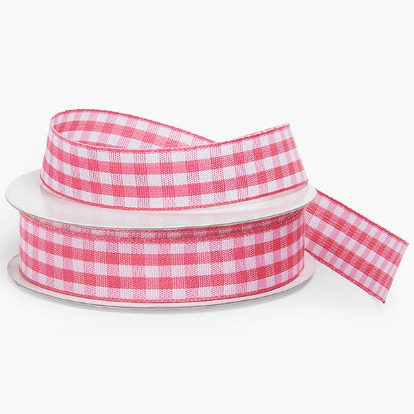 Gingham Print Fabric Ribbon