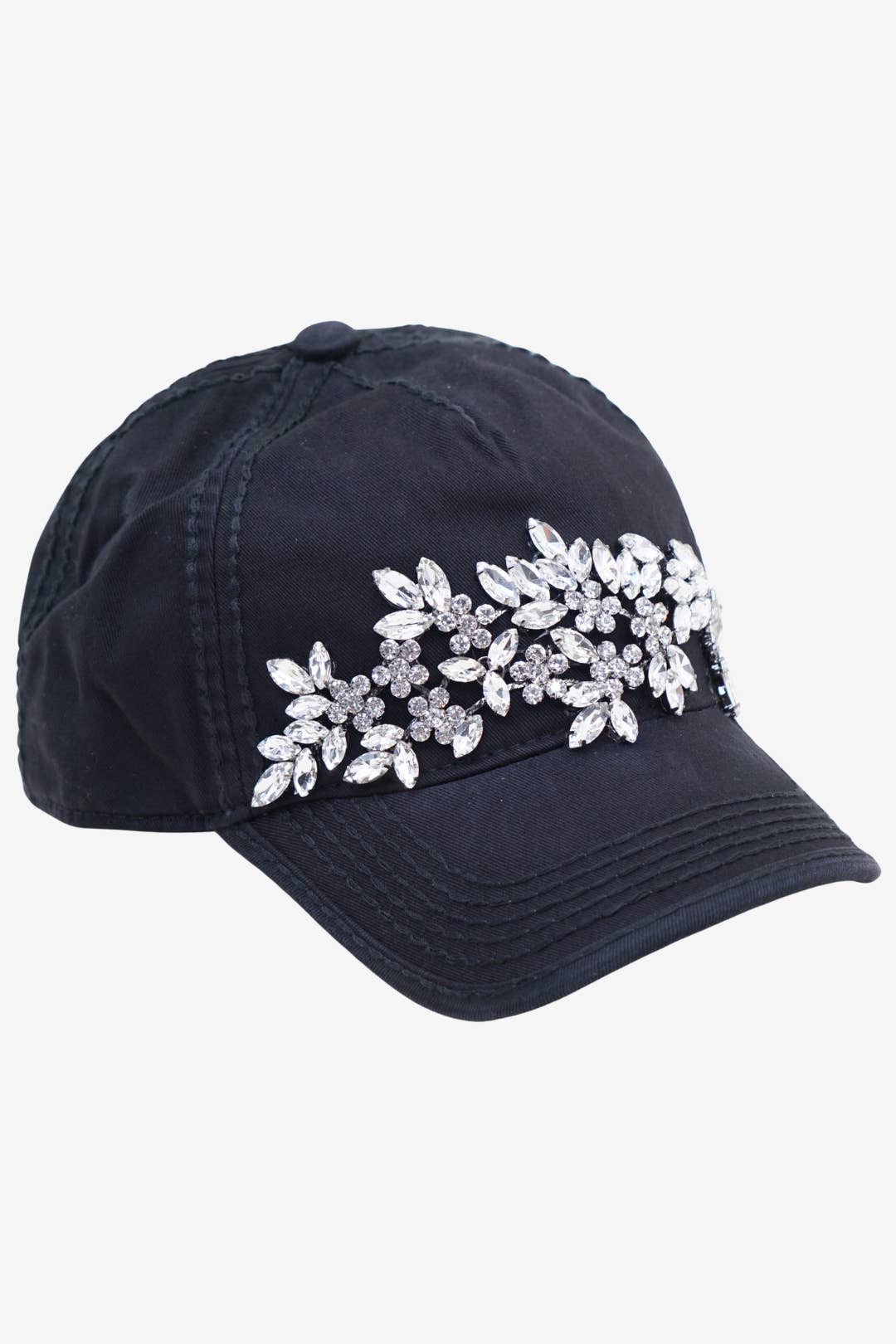 Floral Vine Bejeweled Glitz Ponytail Cap, Adjustable