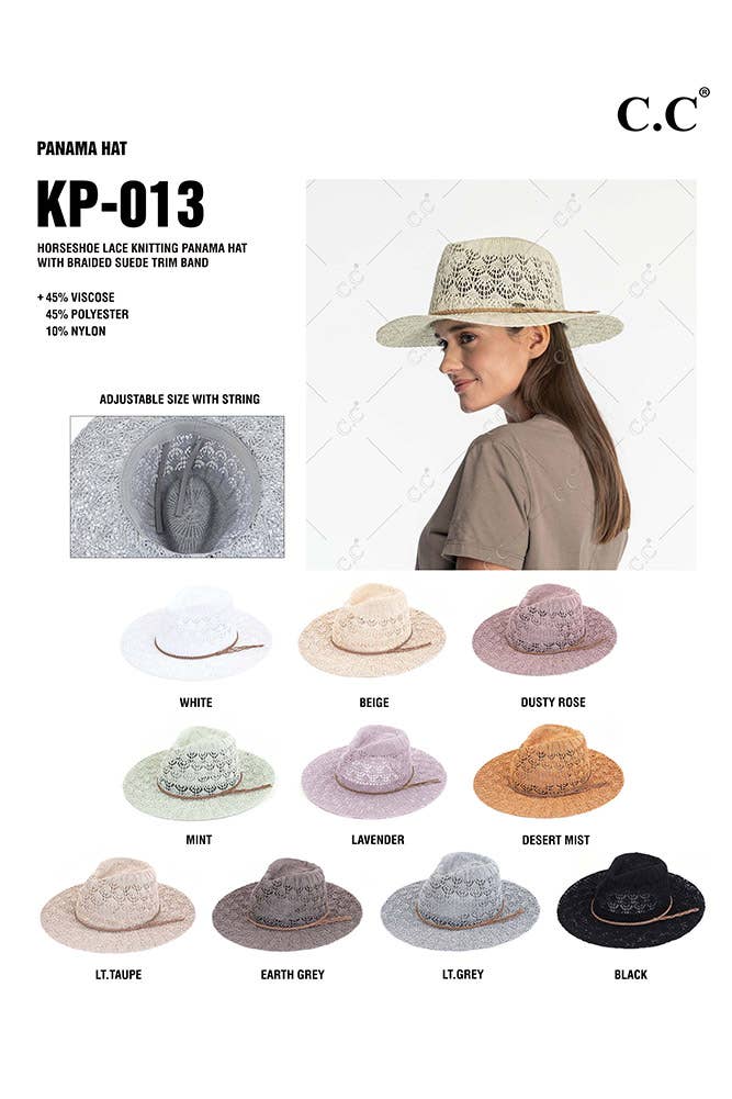 C.C Horseshoe Lace Knitting Panama Hat