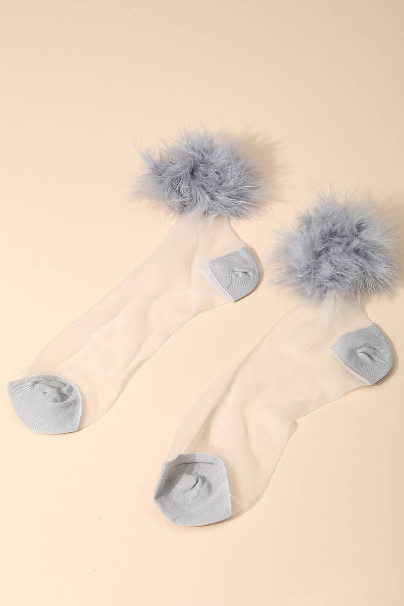 Sheer Pom Fashion Socks