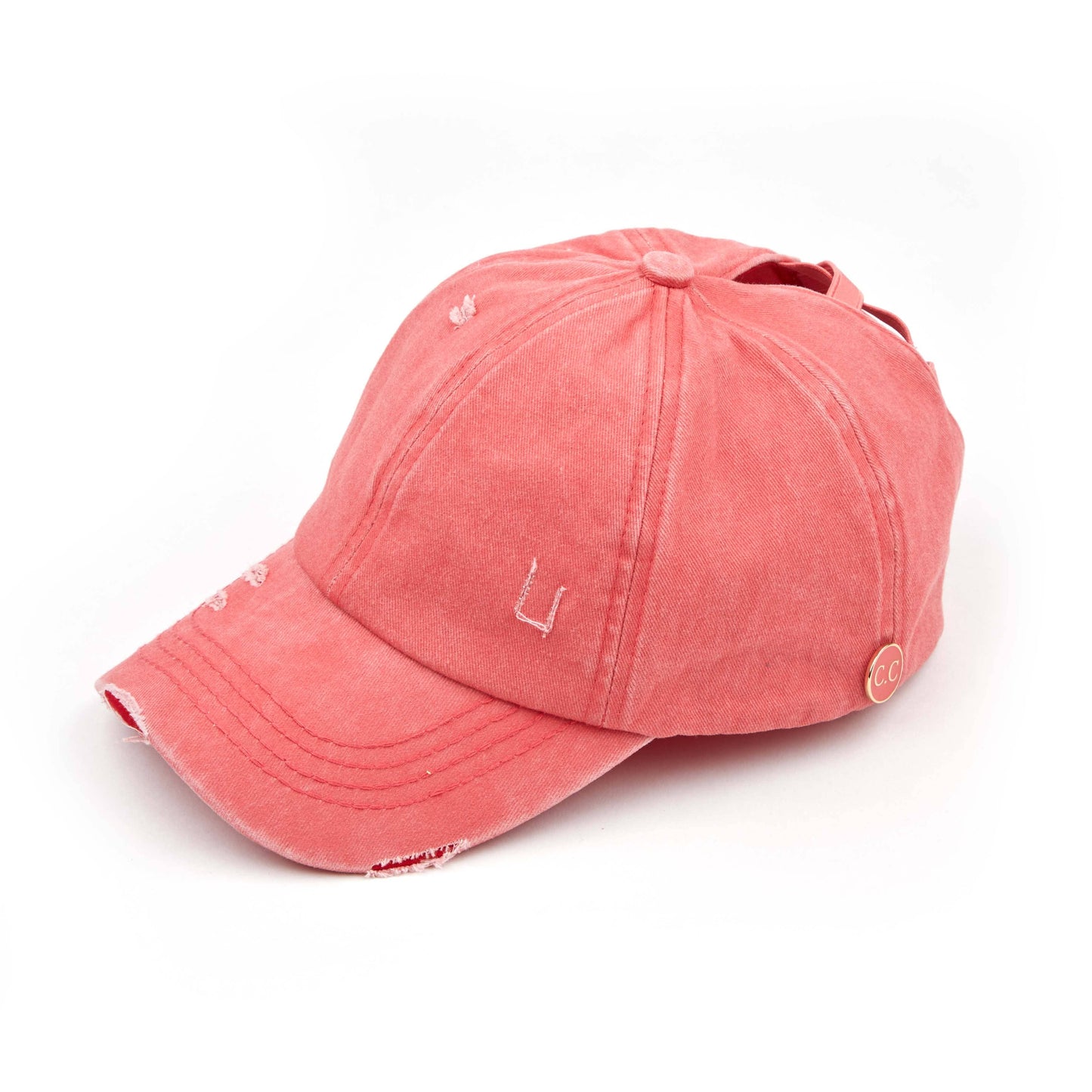 C.C Washed Denim Criss-Cross Pony Cap